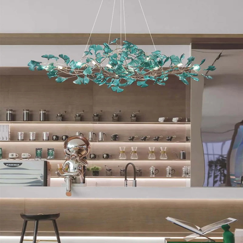 Chandelier Unique Elegant Acrylic Ginkgo Leaves, 3 Colors