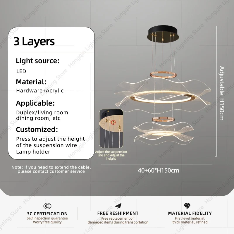Moderne LED-Hängeleuchte aus Acryl für Wohnzimmer – Célino