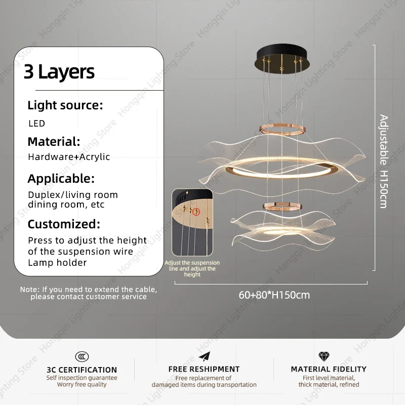 Moderne LED-Hängeleuchte aus Acryl für Wohnzimmer – Célino