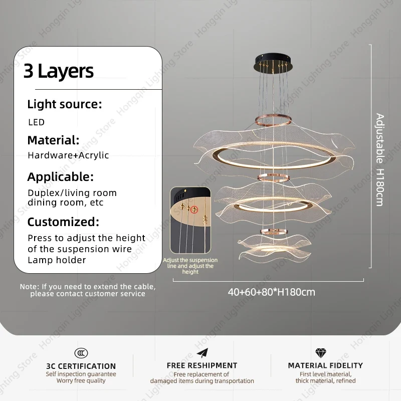 Moderne LED-Hängeleuchte aus Acryl für Wohnzimmer – Célino