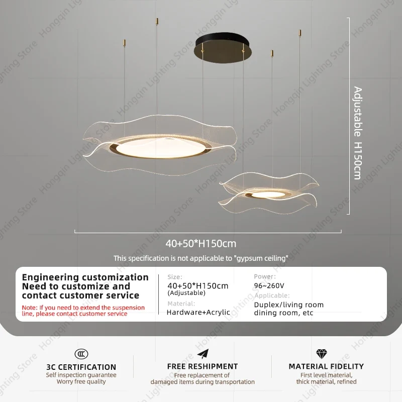 Moderne LED-Hängeleuchte aus Acryl für Wohnzimmer – Célino
