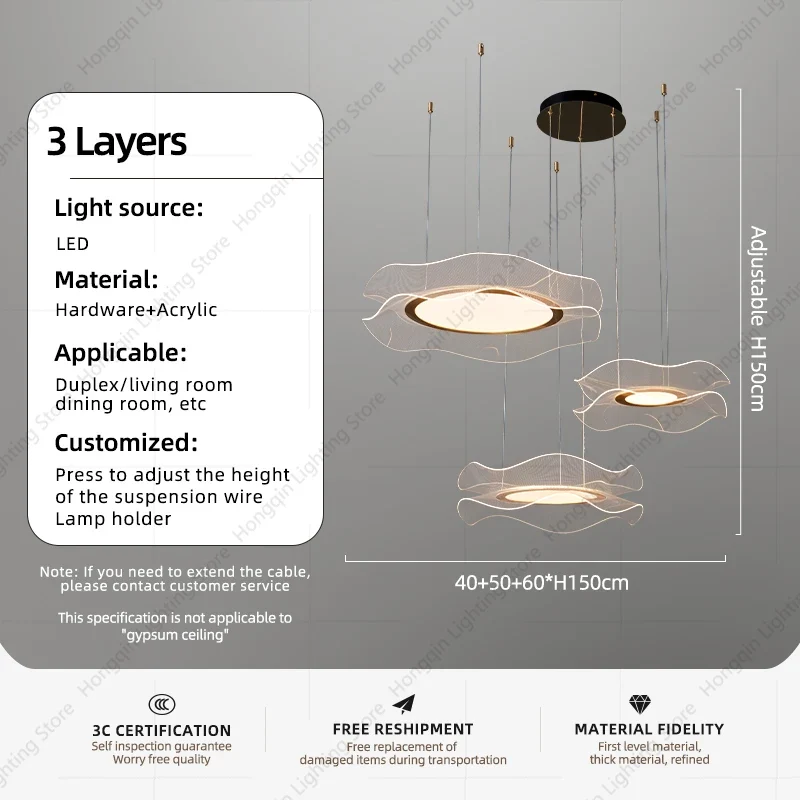 Moderne LED-Hängeleuchte aus Acryl für Wohnzimmer – Célino
