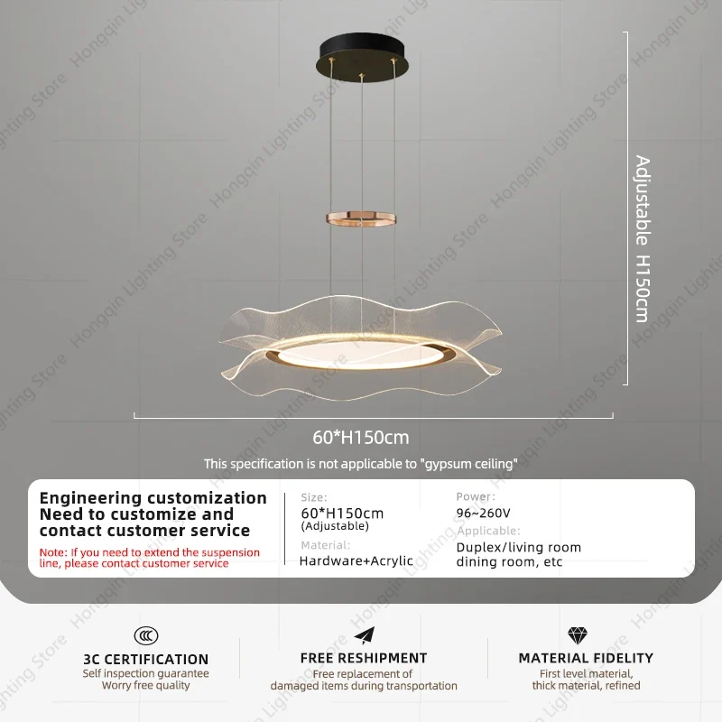 Moderne LED-Hängeleuchte aus Acryl für Wohnzimmer – Célino