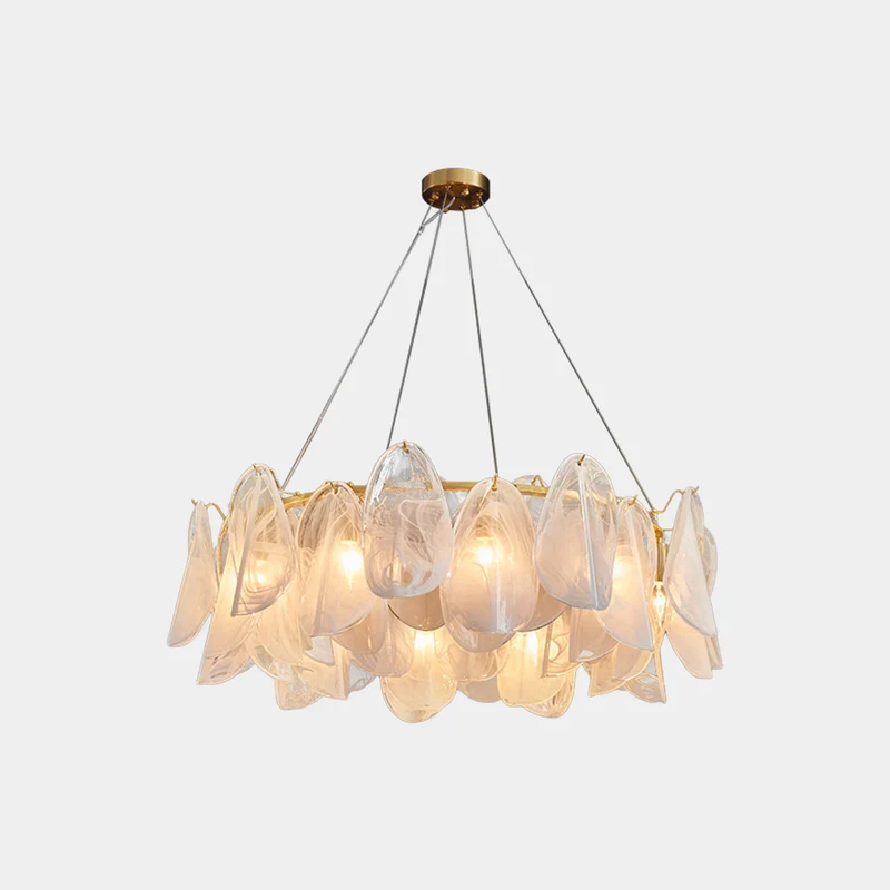 Chandelier Romantic French Frosted Glass Pearl