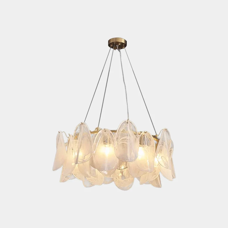 Chandelier Romantic French Frosted Glass Pearl