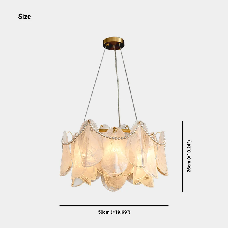 Chandelier Romantic French Frosted Glass Pearl