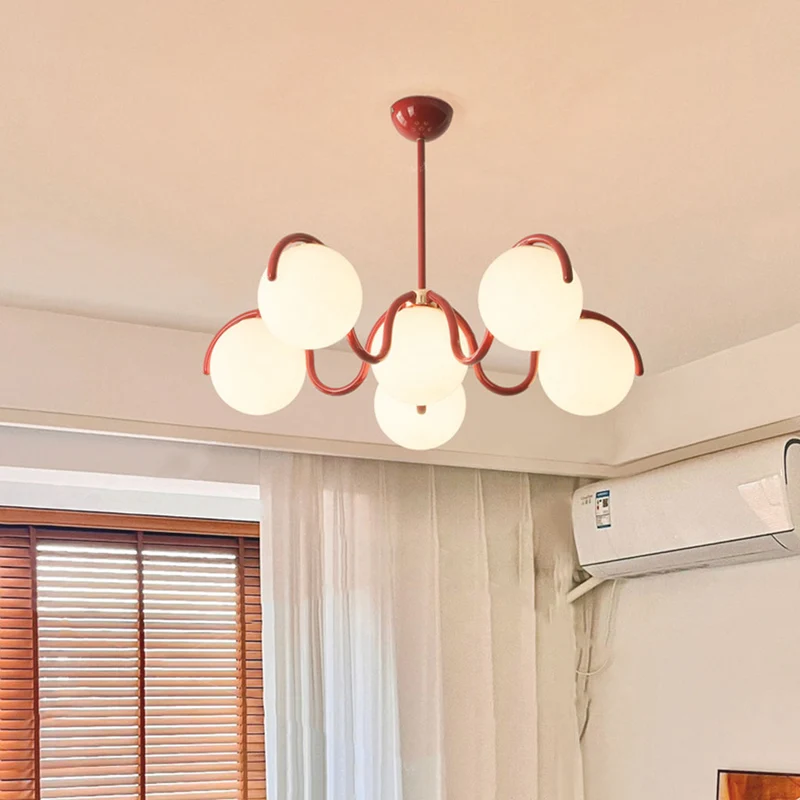 Chandelier Cream Curved Glass Ball Multi Globe