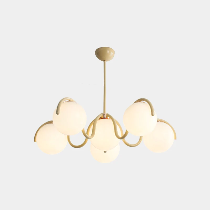 Chandelier Cream Curved Glass Ball Multi Globe