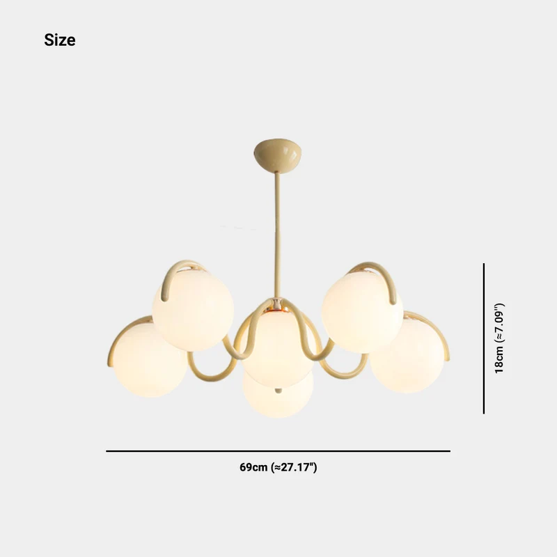 Chandelier Cream Curved Glass Ball Multi Globe
