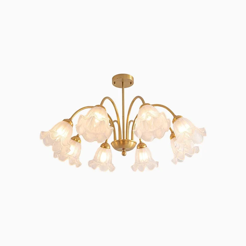 Chandelier French Glass Lily of the Valley Flower Gold Branch