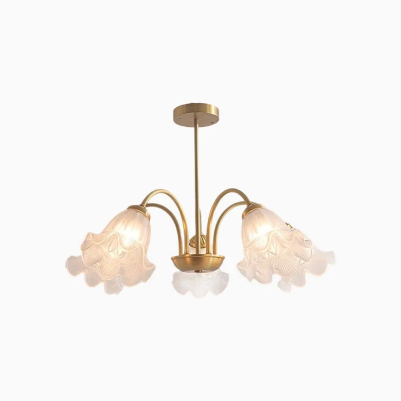 Chandelier French Glass Lily of the Valley Flower Gold Branch