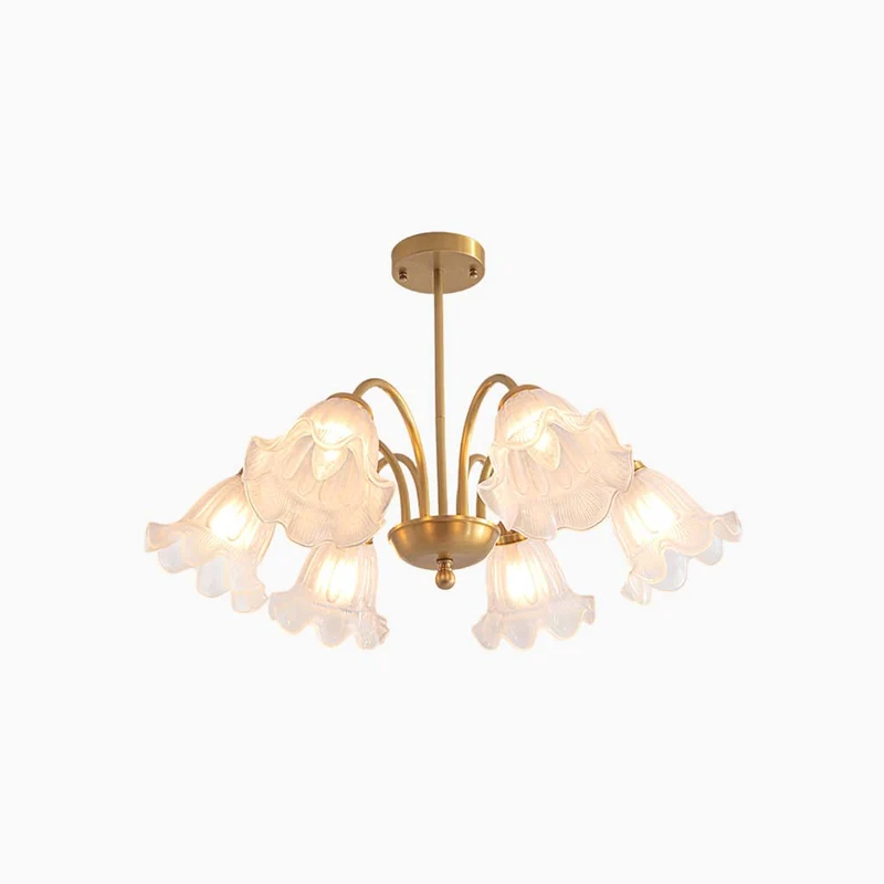Chandelier French Glass Lily of the Valley Flower Gold Branch