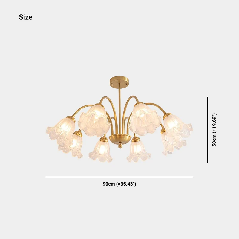 Chandelier French Glass Lily of the Valley Flower Gold Branch
