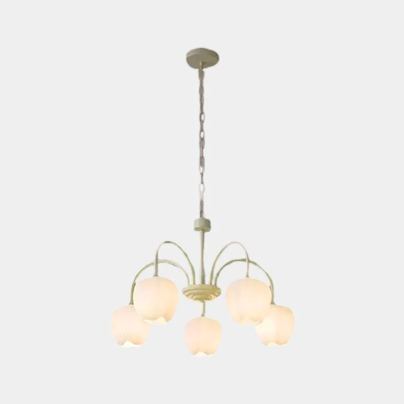Chandelier Nordic Cream Branch Glass Tulip Flower