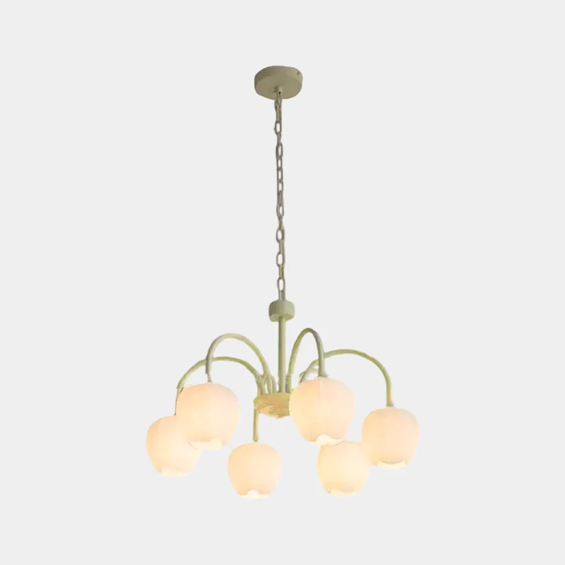 Chandelier Nordic Cream Branch Glass Tulip Flower