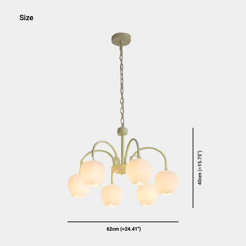 Chandelier Nordic Cream Branch Glass Tulip Flower