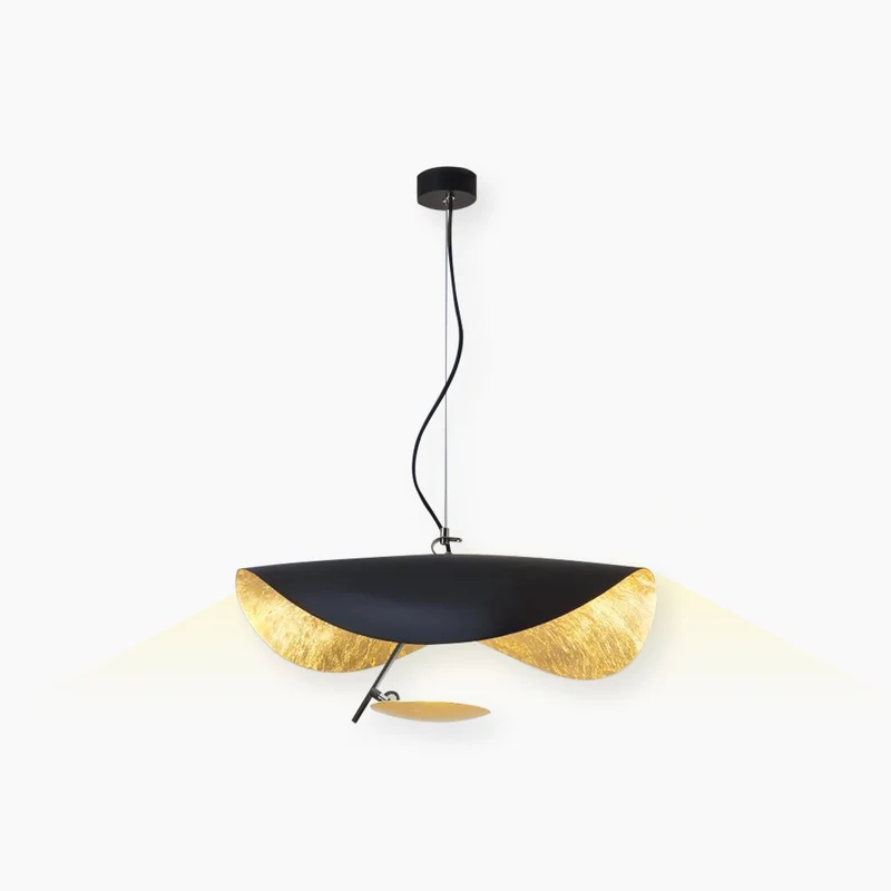Pendant Light Italian Unique Metal Flying Saucer, Black / White