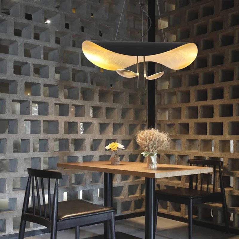 Pendant Light Italian Unique Metal Flying Saucer, Black / White