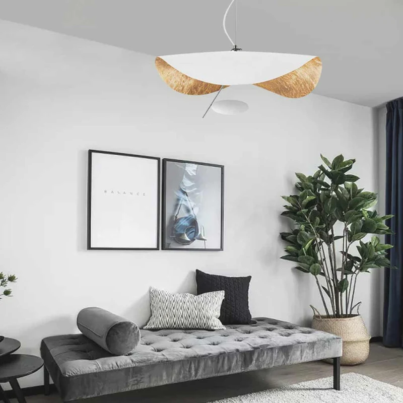 Pendant Light Italian Unique Metal Flying Saucer, Black / White