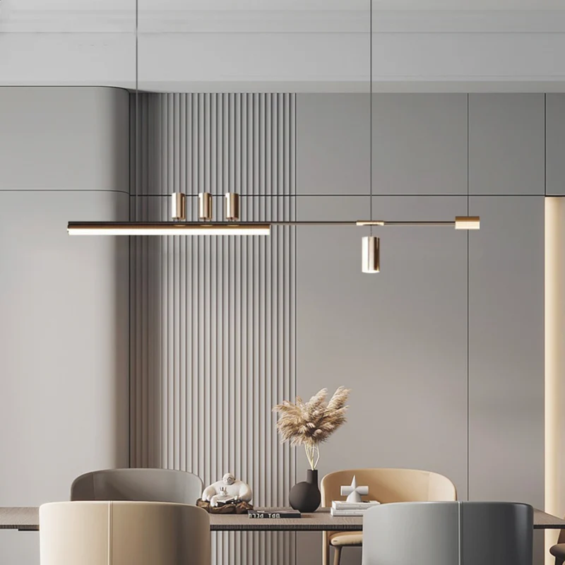 Pendant Light Minimalist Art Deco Long Linear LED, Black & Gold