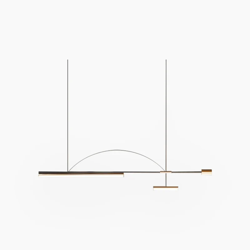 Pendant Light Minimalist Art Deco Long Linear LED, Black & Gold