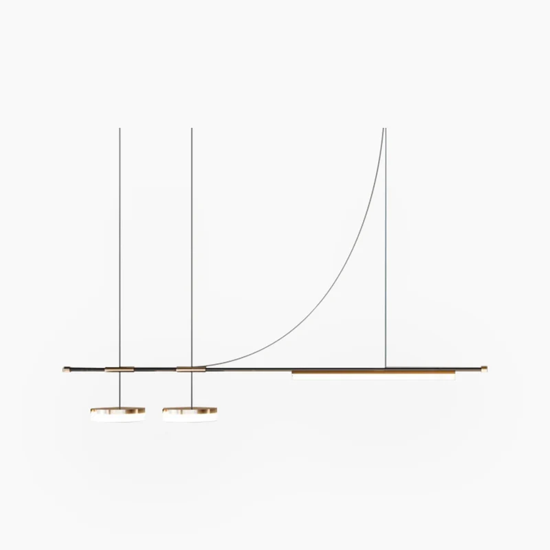 Pendant Light Minimalist Art Deco Long Linear LED, Black & Gold