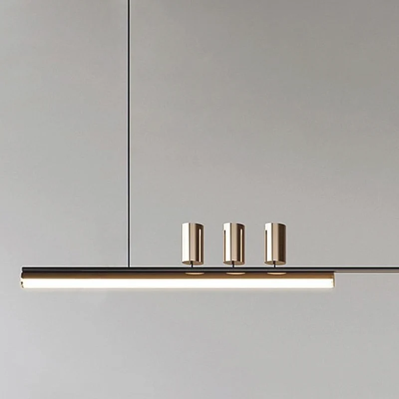 Pendant Light Minimalist Art Deco Long Linear LED, Black & Gold