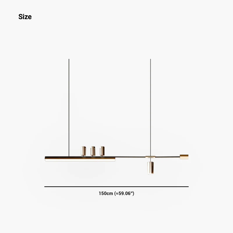 Pendant Light Minimalist Art Deco Long Linear LED, Black & Gold