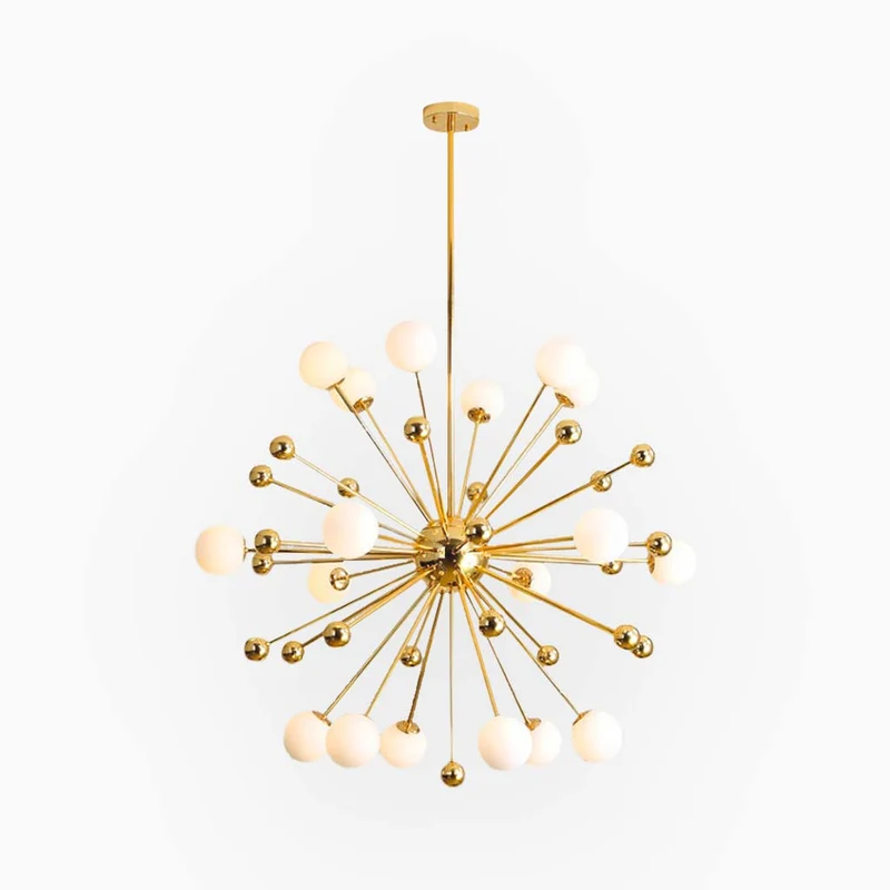 Chandelier Novelty Dandelion Sputnik Glass Bubble, Gold & White