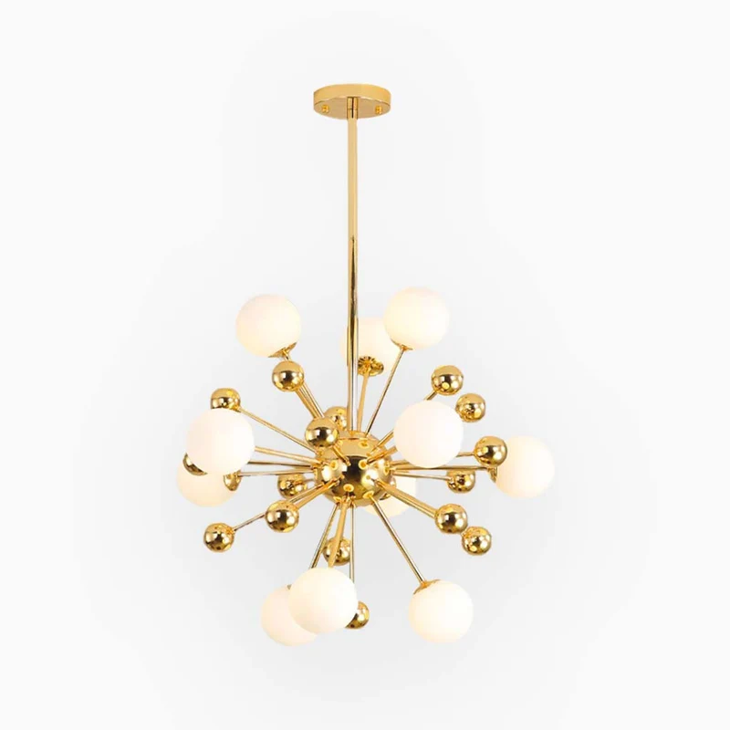 Chandelier Novelty Dandelion Sputnik Glass Bubble, Gold & White