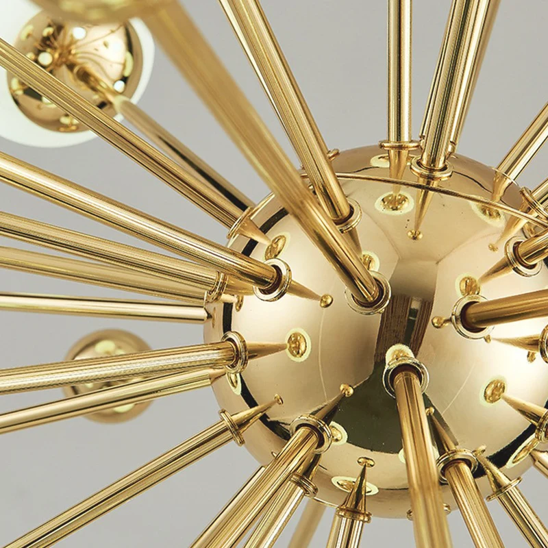 Chandelier Novelty Dandelion Sputnik Glass Bubble, Gold & White