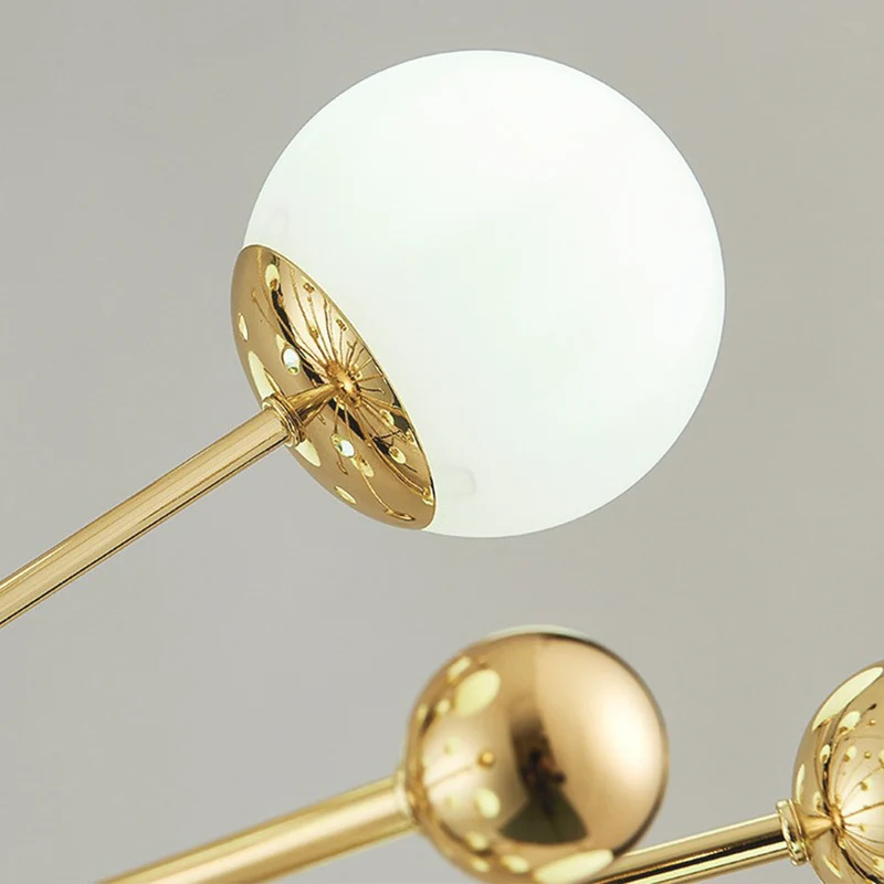 Chandelier Novelty Dandelion Sputnik Glass Bubble, Gold & White