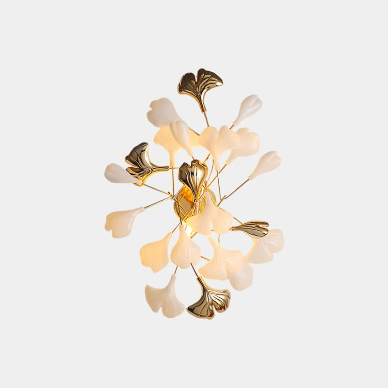 Wall Sconce Light Decorative Ceramic Ginkgo Leaves