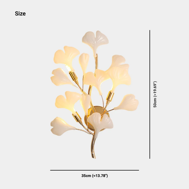Wall Sconce Light Decorative Ceramic Ginkgo Leaves