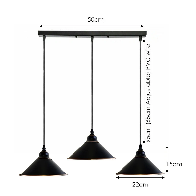 3er Hängelampe Schwarz ~3583