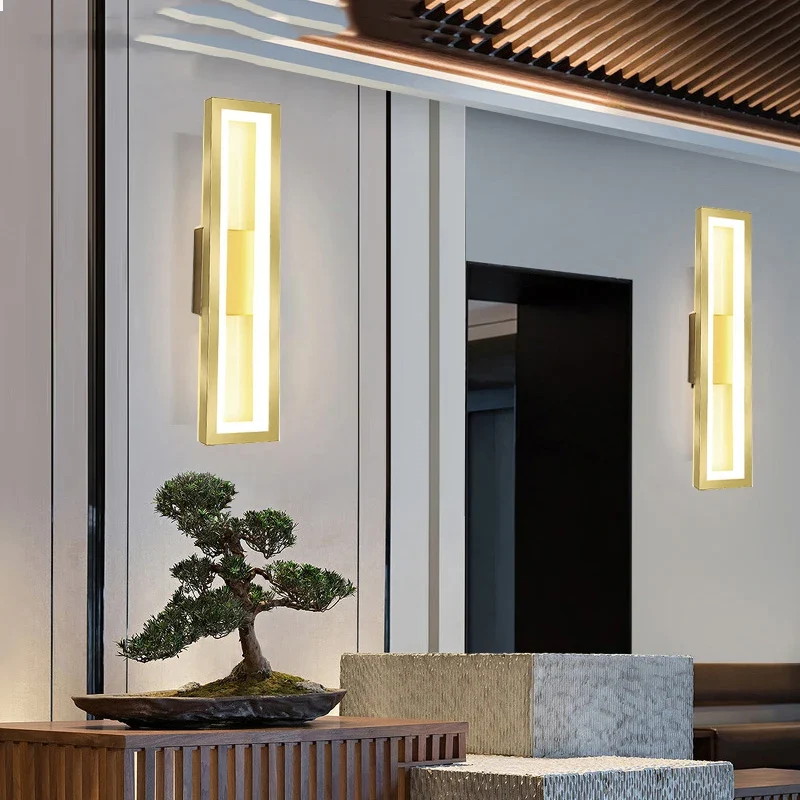 Moderne LED-Wandleuchte aus goldenem Aluminium, wasserdicht – Vivarise