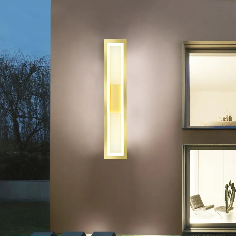 Moderne LED-Wandleuchte aus goldenem Aluminium, wasserdicht – Vivarise