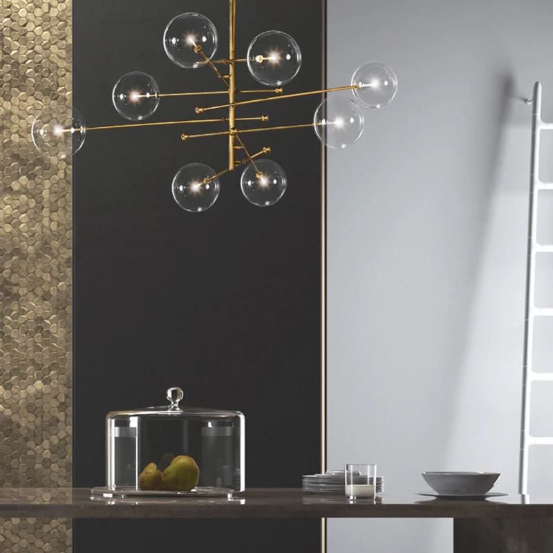 Chandelier Geometric Artistic Clear Glass Sputnik Ball Bubble