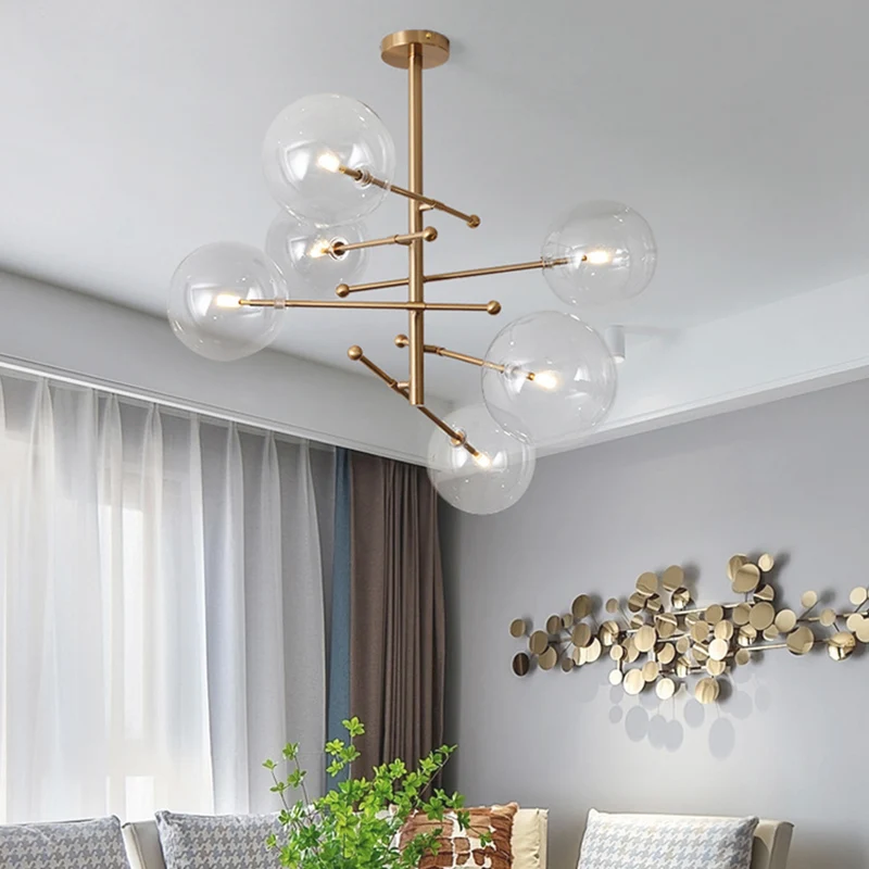 Chandelier Geometric Artistic Clear Glass Sputnik Ball Bubble