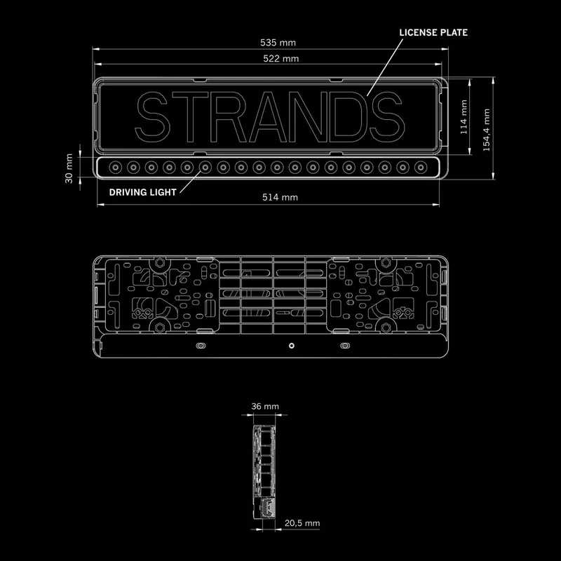 Strands Nuuk E-Line LED-Lichtleiste für Nummernschilder, schwarz, dunkle Linse
