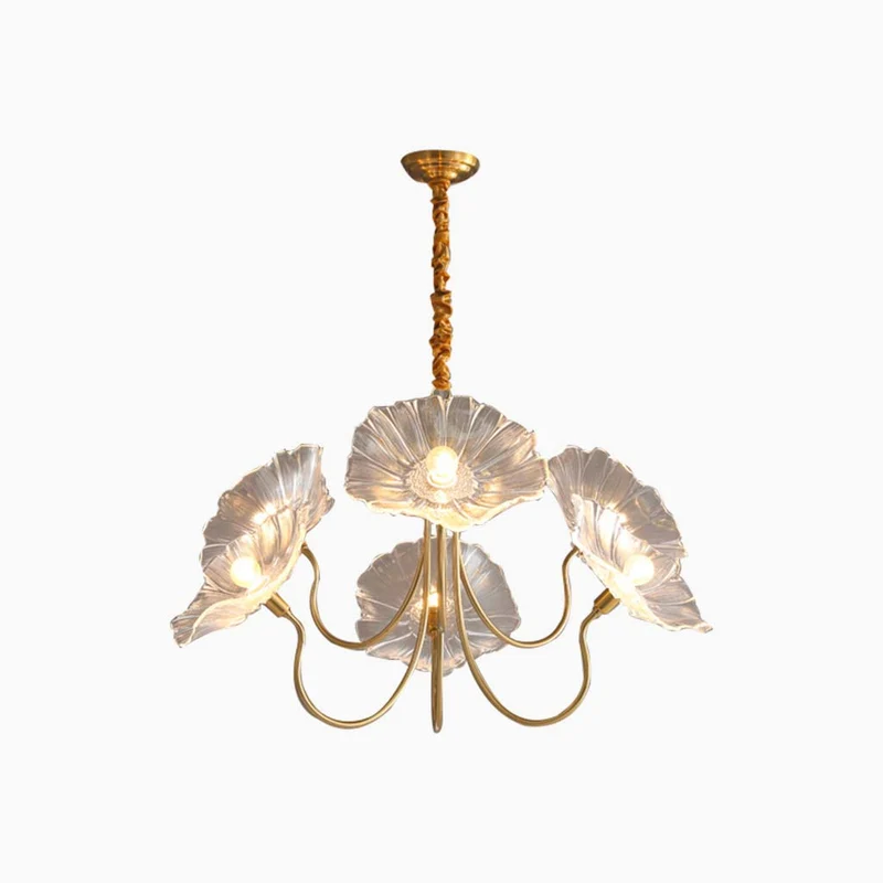 Chandelier / Ceiling Light Retro Glass Lotus Flower, Purple / White