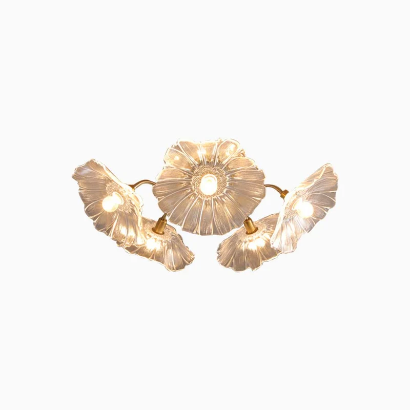 Chandelier / Ceiling Light Retro Glass Lotus Flower, Purple / White