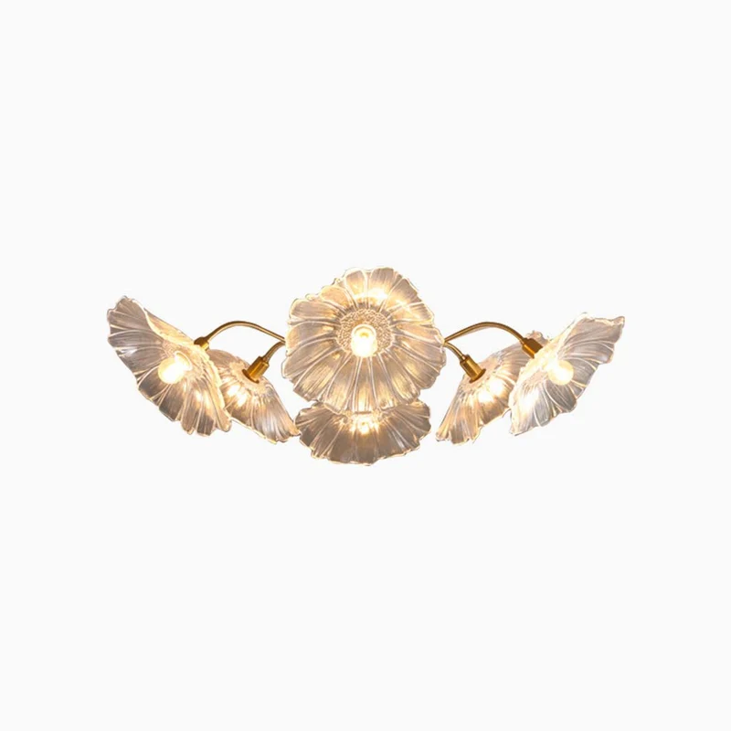 Chandelier / Ceiling Light Retro Glass Lotus Flower, Purple / White