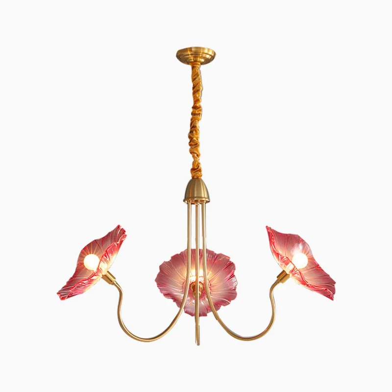 Chandelier / Ceiling Light Retro Glass Lotus Flower, Purple / White