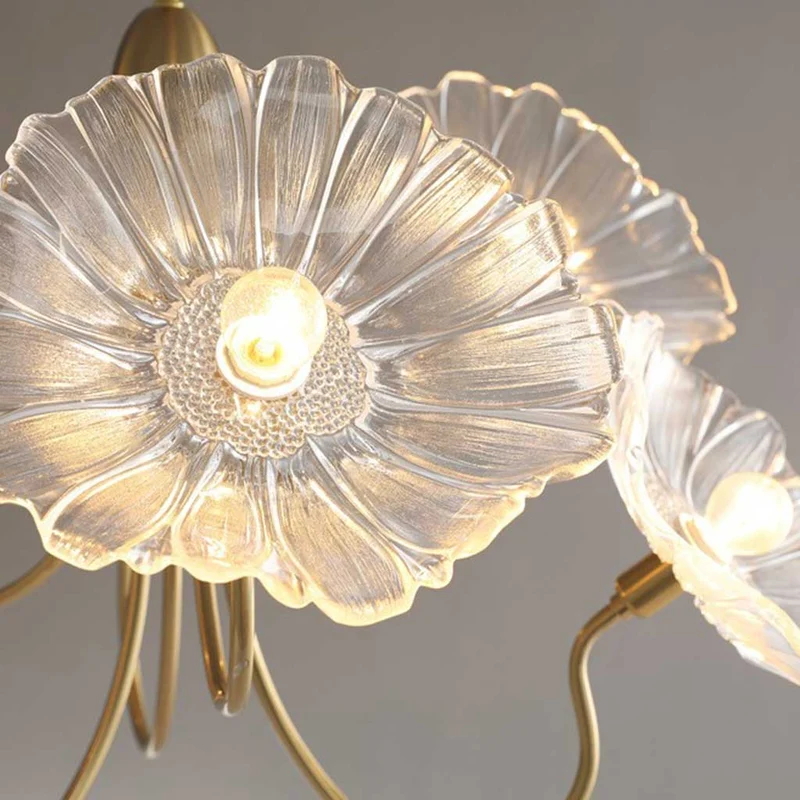 Chandelier / Ceiling Light Retro Glass Lotus Flower, Purple / White