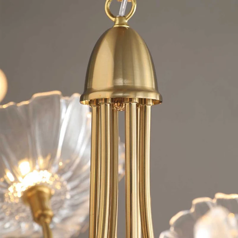 Chandelier / Ceiling Light Retro Glass Lotus Flower, Purple / White