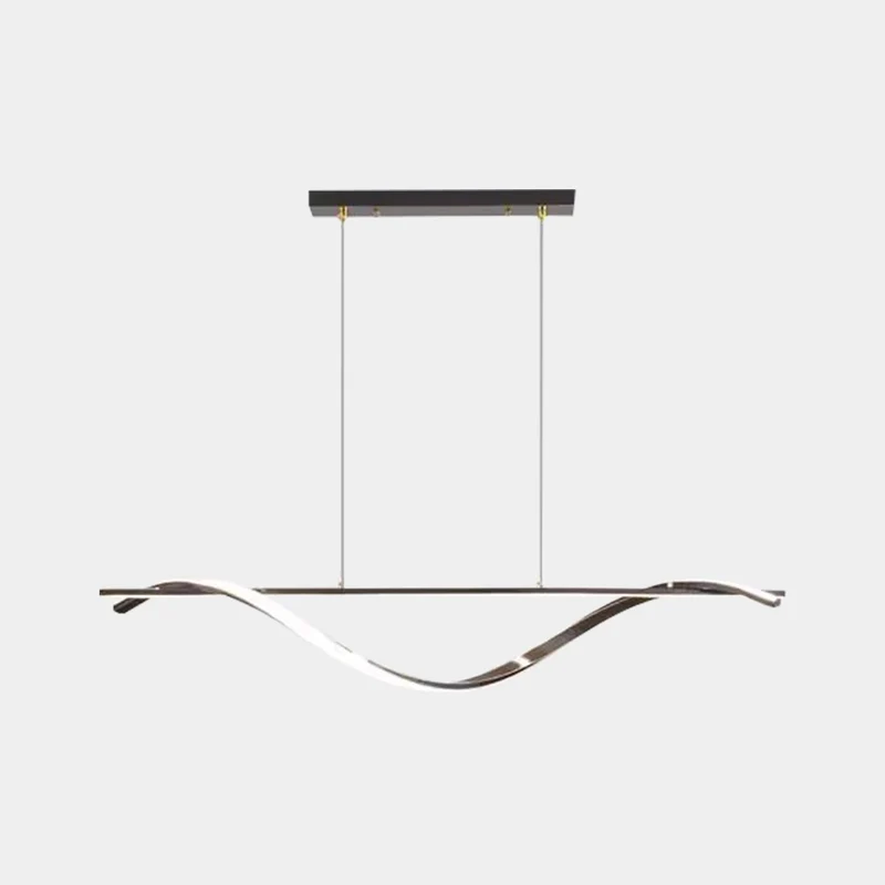 Pendant Light Modern Linear Wavy LED Metal, Black / Gold