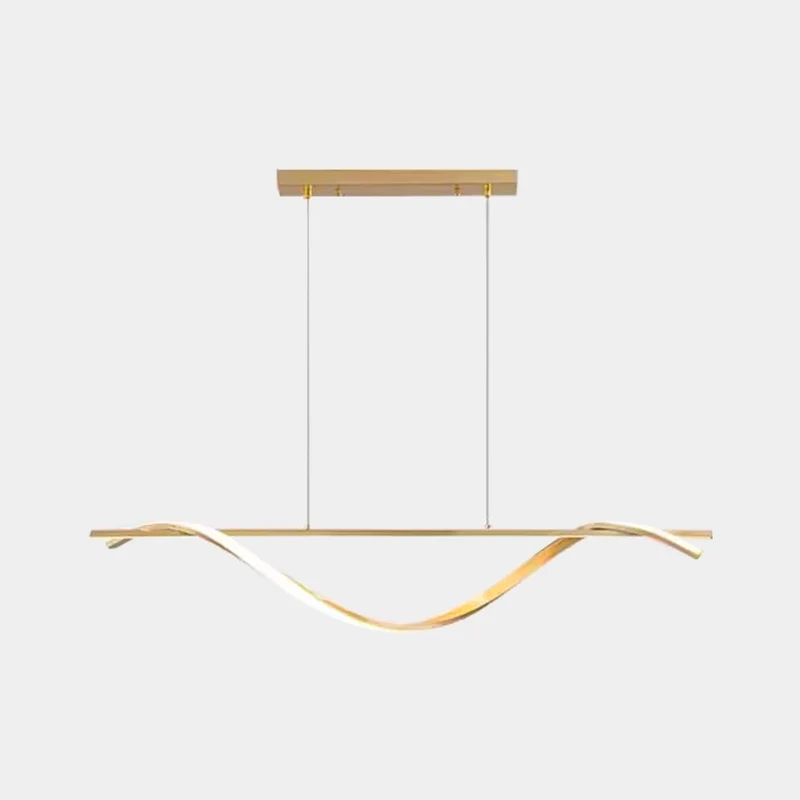 Pendant Light Modern Linear Wavy LED Metal, Black / Gold