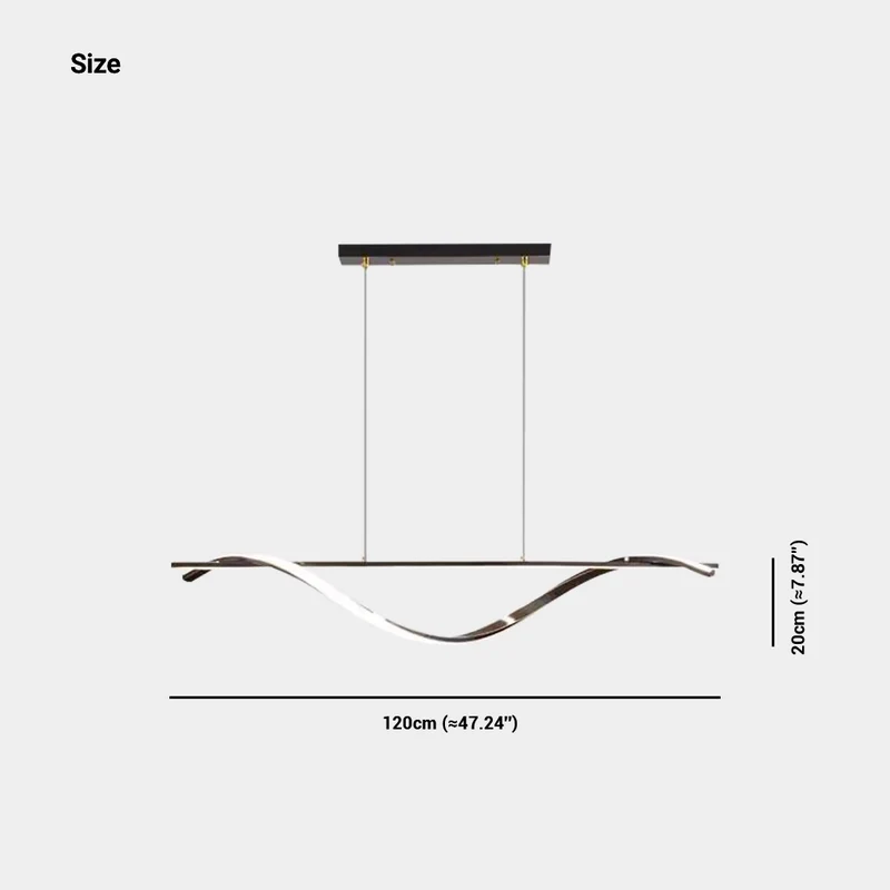 Pendant Light Modern Linear Wavy LED Metal, Black / Gold