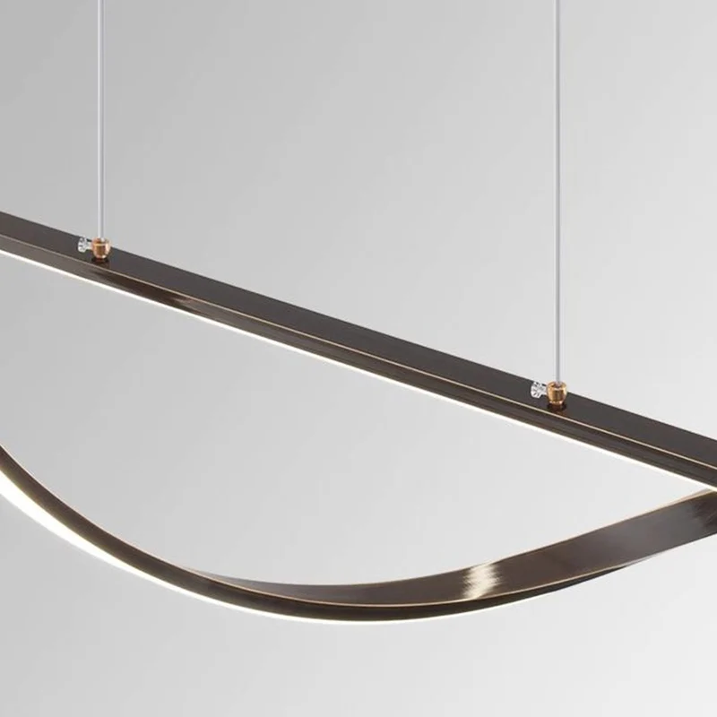 Pendant Light Modern Linear Wavy LED Metal, Black / Gold